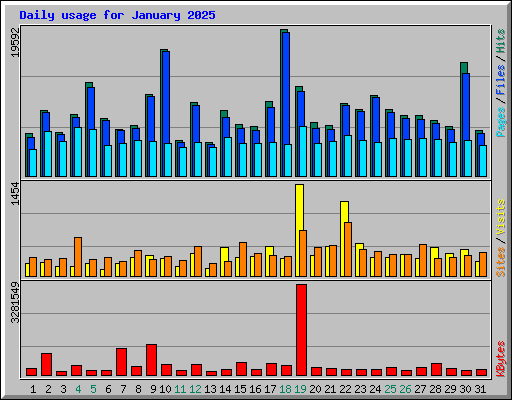 Daily usage for January 2025