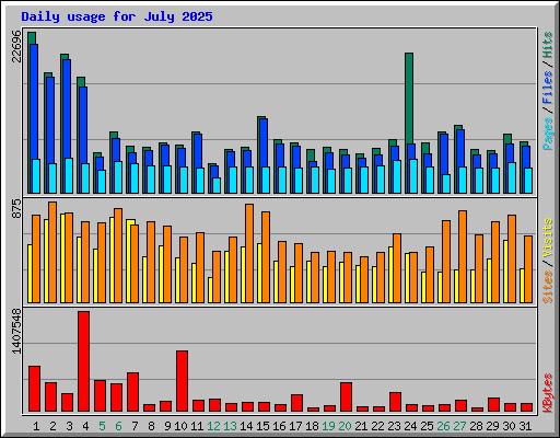 Daily usage for July 2025