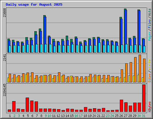 Daily usage for August 2025